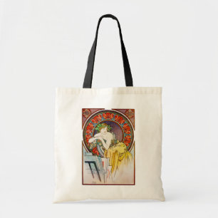 Vrouw met Poppy, Mucha Tote Bag