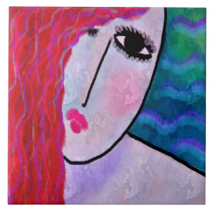 Vrouw met Red Hair 2 Abstract digitaal schilderen Tegeltje