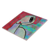 Vrouw met Red Hair Abstract digitaal schilderen Tegeltje (Zijkant)