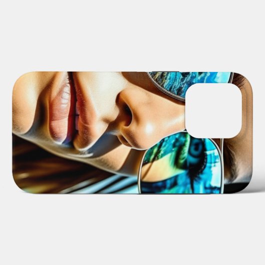 vrouw met reflectie van strandzonnebril Case-Mate iPhone case (Achterkant (horizontaal))