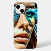 vrouw met reflectie van strandzonnebril Case-Mate iPhone case (Achterkant)