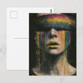 Vrouw met regenboog blinddoek briefkaart (Voorkant / Achterkant)