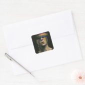 Vrouw met regenboog blinddoek vierkante sticker (Envelop)