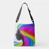 Vrouw met regenbooghaar Cross Body Bag of Tas (Voorkant)