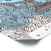 Vrouw met rendier in de sneeuw door blokhut poster (Hoek)