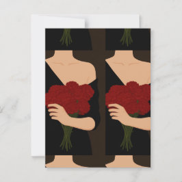 Vrouw met Rode Bloemen Briefkaart