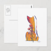 Vrouw met Rode Bloemen Briefkaart (Voorkant / Achterkant)