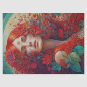 Vrouw met Rode Bloemen Decoupage Tissuepapier (Voorkant)