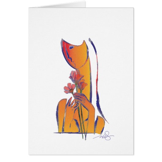 Vrouw met rode bloemen — Expressionistische Abstra (Voorkant)