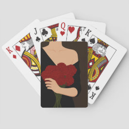 Vrouw met Rode Bloemen Pokerkaarten