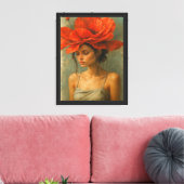 Vrouw met rode klaproos canvas afdruk (Insitu (Woonkamer))