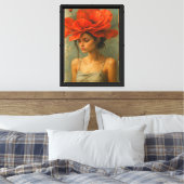 Vrouw met rode klaproos canvas afdruk (Insitu (Slaapkamer))
