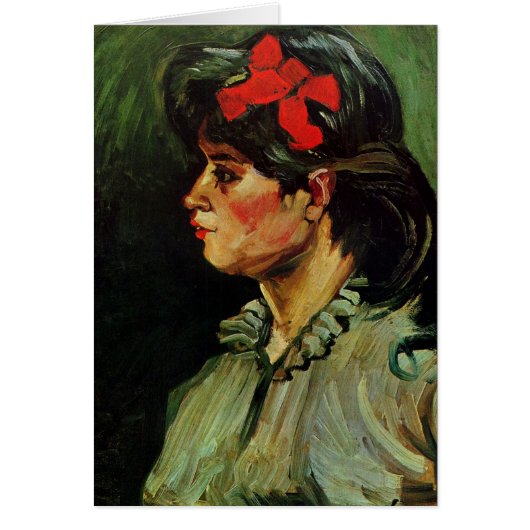 Vrouw met Rode Lint Portret door Vincent van Gogh (Voorkant)