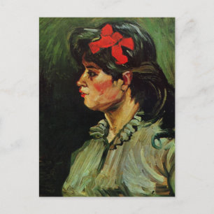 Vrouw met Rode Lint Portret door Vincent van Gogh Briefkaart