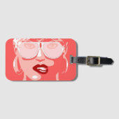  vrouw met rode lippen bagagelabel (Voorkant (horizontaal))