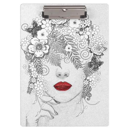 Vrouw met Rode Lips Klembord (Voorkant)