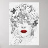 Vrouw met Rode Lips Poster (Voorkant)