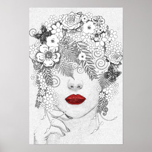 Vrouw met Rode Lips Poster (Voorkant)
