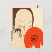 VROUW MET RODE MIRROR Deco Beauty Mode Makeup Briefkaart (Voorkant / Achterkant)