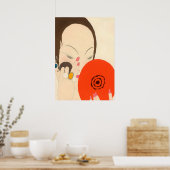 VROUW MET RODE MIRROR Deco Beauty Mode Makeup Poster (Keuken)