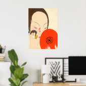 VROUW MET RODE MIRROR Deco Beauty Mode Makeup Poster (Thuiskantoor)