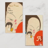 VROUW MET RODE MIRROR Deco Beauty Mode Makeup Visitekaartje (Voorkant / Achterkant)