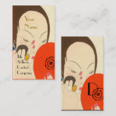 VROUW MET RODE MIRROR Deco Beauty Mode Makeup Visitekaartje (Voorkant / Achterkant)