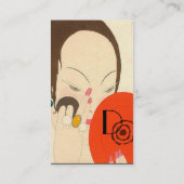 VROUW MET RODE MIRROR Deco Beauty Mode Makeup Visitekaartje (Achterkant)