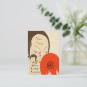 VROUW MET RODE MIRROR Deco Beauty Mode Makeup Visitekaartje (Staand voorkant)