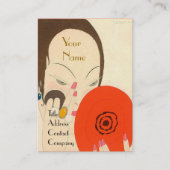 VROUW MET RODE MIRROR Deco Beauty Mode Makeup Visitekaartje (Voorkant)