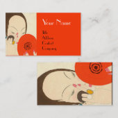 VROUW MET RODE MIRROR Deco Beauty Mode Makeup Visitekaartje (Voorkant / Achterkant)