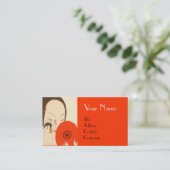 VROUW MET RODE MIRROR Deco Beauty Mode Makeup Visitekaartje (Staand voorkant)