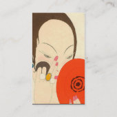 VROUW MET RODE MIRROR Deco Beauty Mode Makeup Visitekaartje (Achterkant)