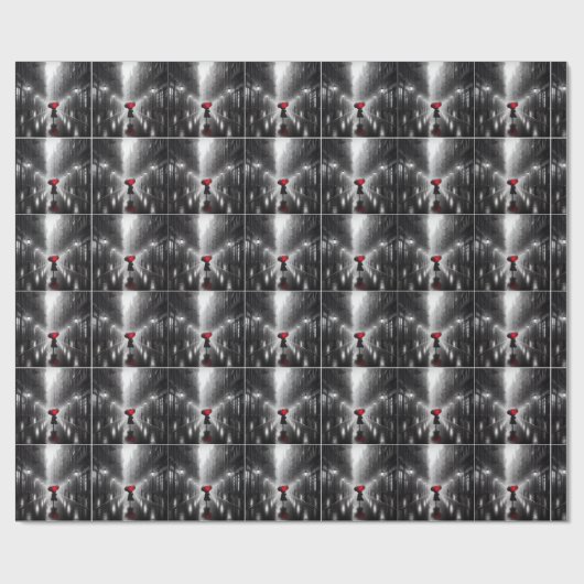 Vrouw met rode paraplu cadeaupapier (Vlak)