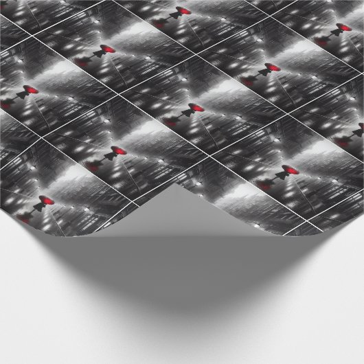 Vrouw met rode paraplu cadeaupapier (Hoek)