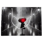 Vrouw met rode paraplu groot cadeauzakje (Voorkant)