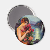  vrouw met rode rozen in het moonlicht magneet (Voorkant / Achterkant)