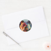  vrouw met rode rozen in het moonlicht ronde sticker (Envelop)