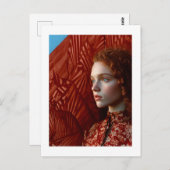 Vrouw met rood haar door een schilderij van rode p briefkaart (Voorkant / Achterkant)