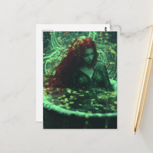 Vrouw met rood haar in een badkuip fantasie briefkaart