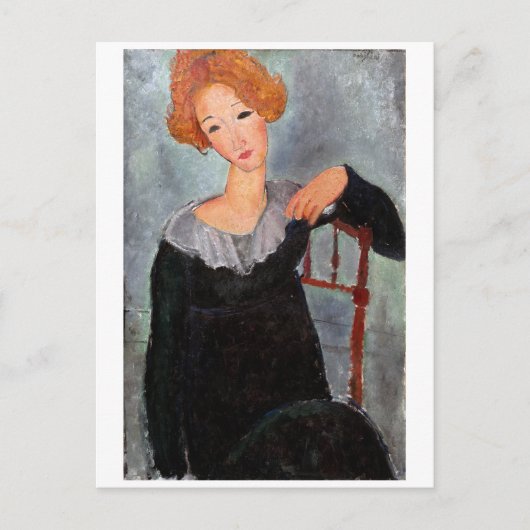 Vrouw met Rood Haar, Modigliani Briefkaart (Voorkant)