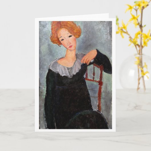 Vrouw met Rood Haar, Modigliani Kaart (Gele Bloem)