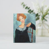 Vrouw met rood haar schilderij van Amedeo Modiglia Briefkaart (Staand voorkant)