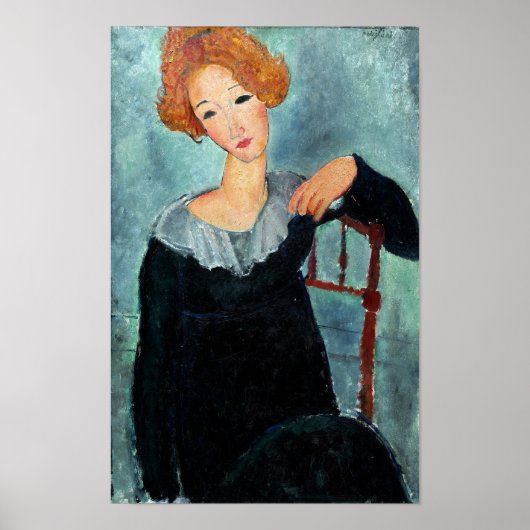 Vrouw met rood haar schilderij van Amedeo Modiglia Poster (Voorkant)