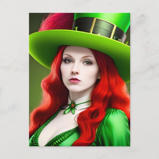 Vrouw met rood haar St. Patricks Day Briefkaart (Voorkant)