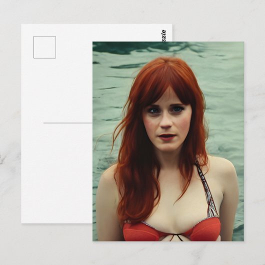 Vrouw met rood haar zwemt briefkaart (Voorkant / Achterkant)