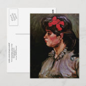 Vrouw met rood lintje (F207) Van Gogh Fine Art Briefkaart (Voorkant / Achterkant)
