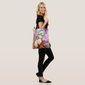 Vrouw met Roos Canvas tas (Op model)
