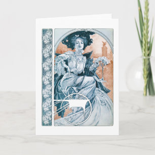 Vrouw met Roos, Mucha Kaart