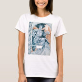 Vrouw met Roos, Mucha T-shirt (Voorkant)